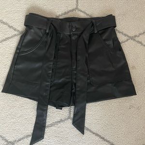 Zara Belted Faux Leather Shorts